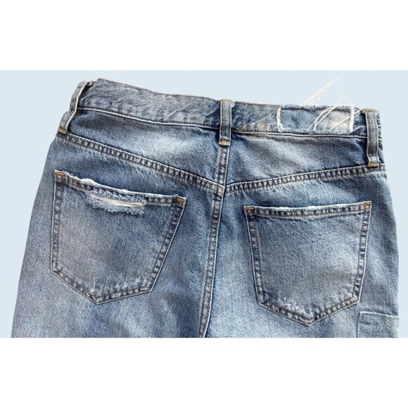 FREE PEOPLE / We The Free Denim Patchwork Button Fly Jeans Size 25 - Picture 6 of 8